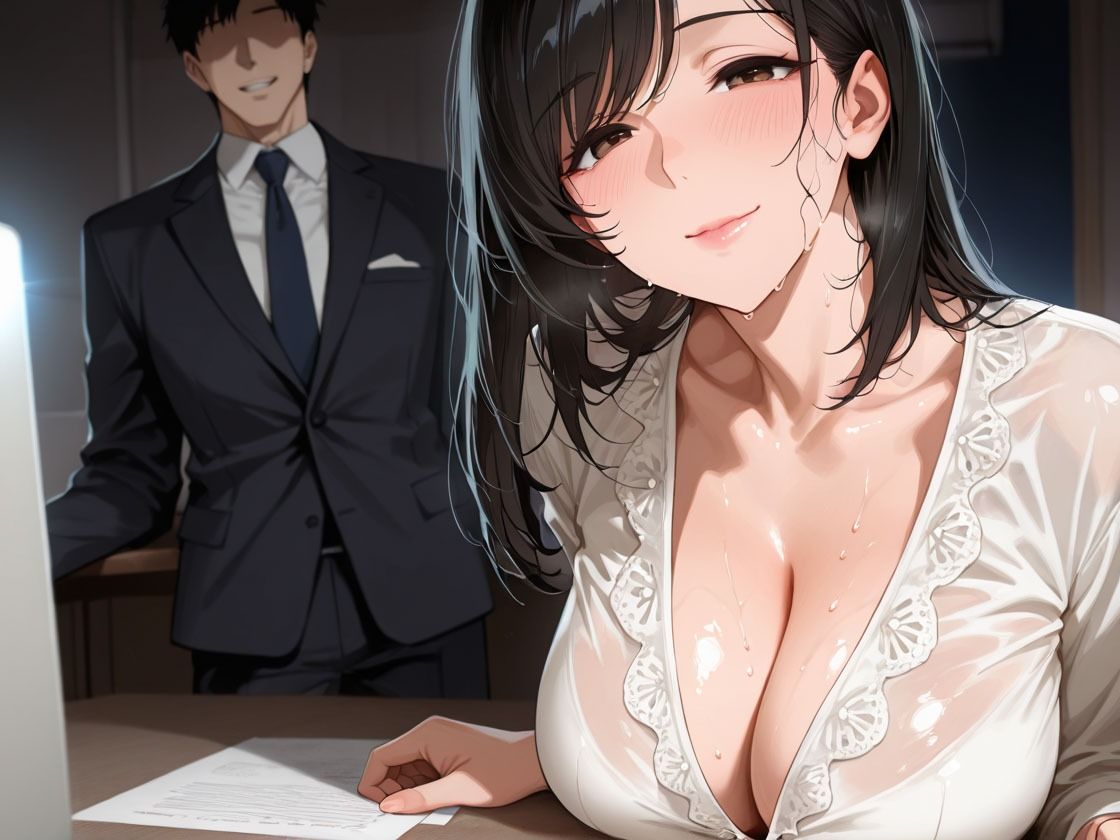 人妻秘書の濃密キス!汗だくガン突きで社長室エロ全開 画像1