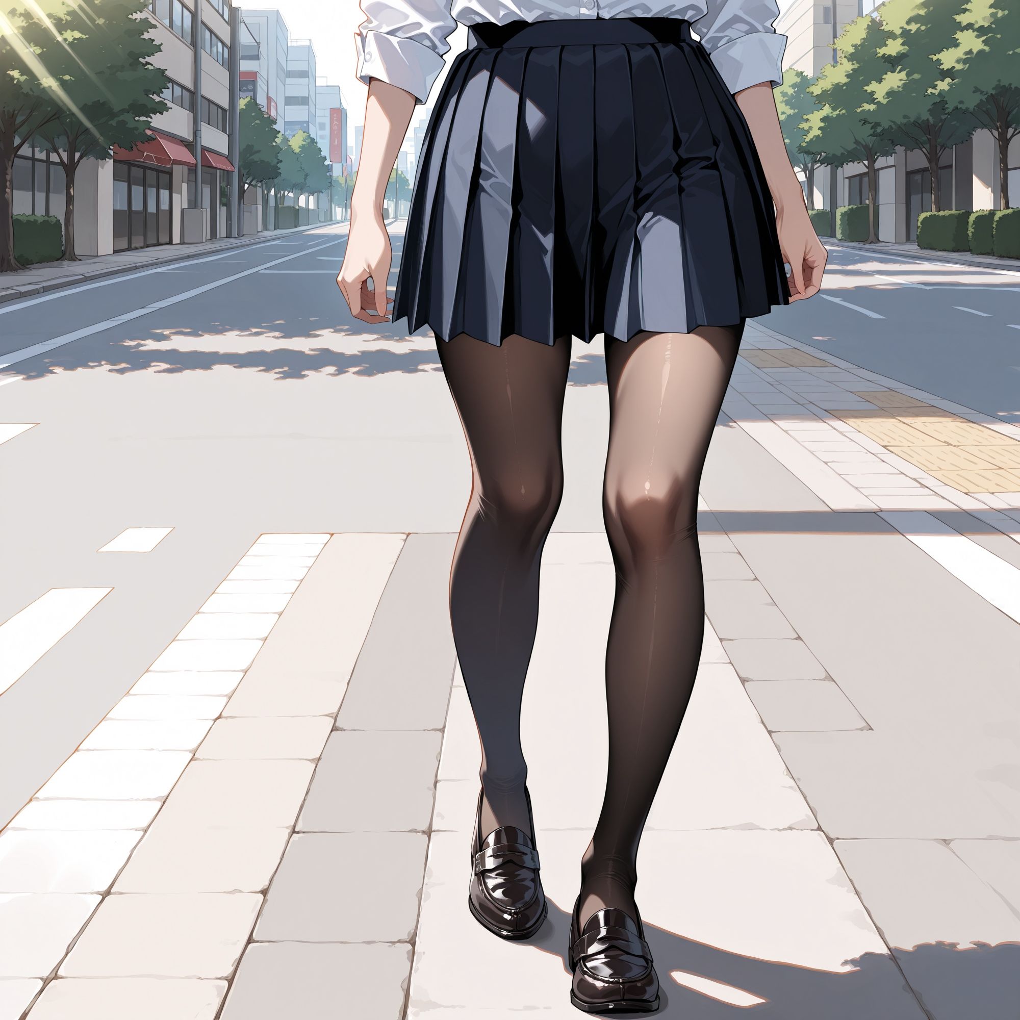 黒タイツ 制服女子 画像2