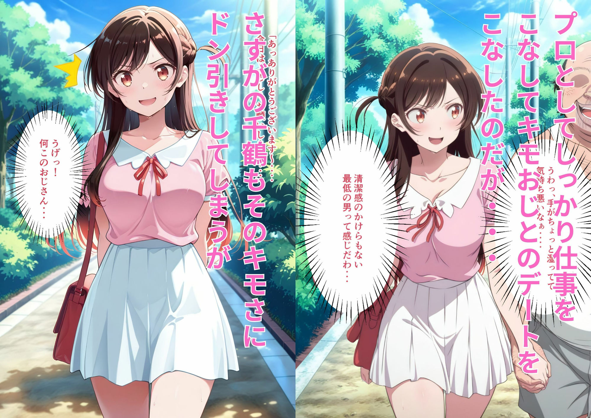 サンプル画像2:キモすぎるオヤジのレンタル彼女になってあげたら完全メス堕ちしちゃった件(はやふ) [d_595410]