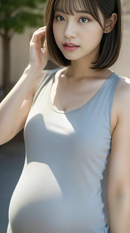 サンプル画像1:まみ、母になります  着衣、妊婦裸体ミックスのAI写真集【全63枚】(妊婦、母乳、授乳愛好会) [d_595415]