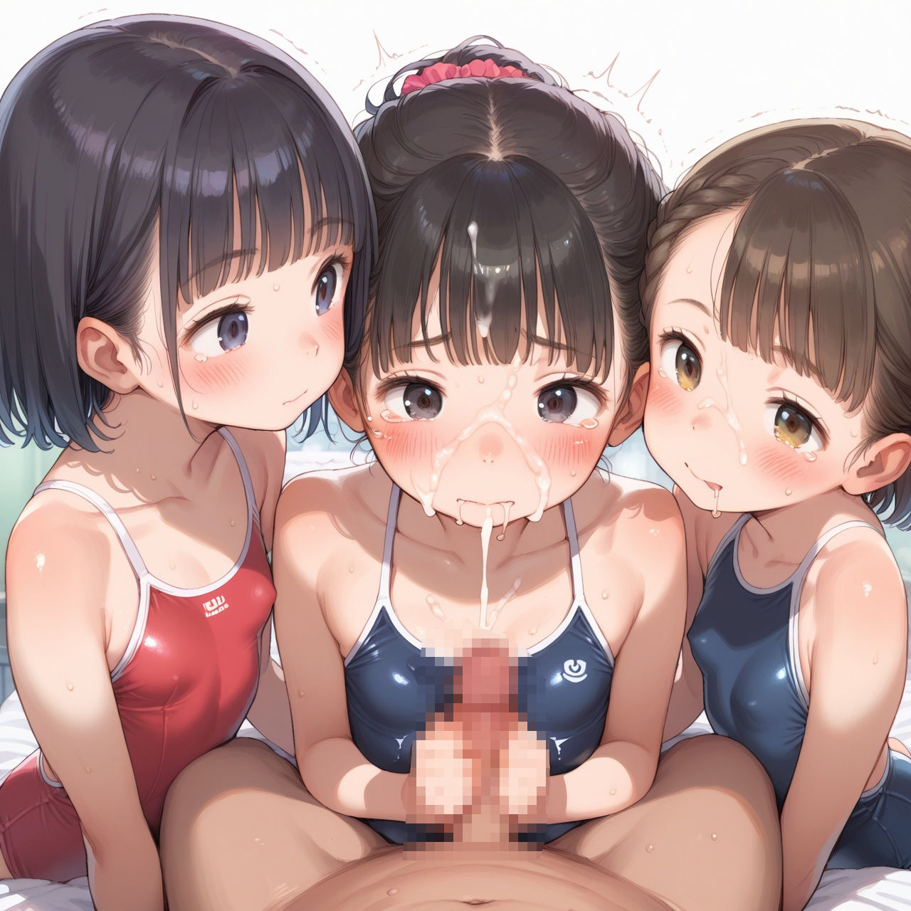 サンプル画像6:複数ヒロイン高画質 ちっぱいロリ×スク水ハーレム(ピチッとアワビ) [d_595505]