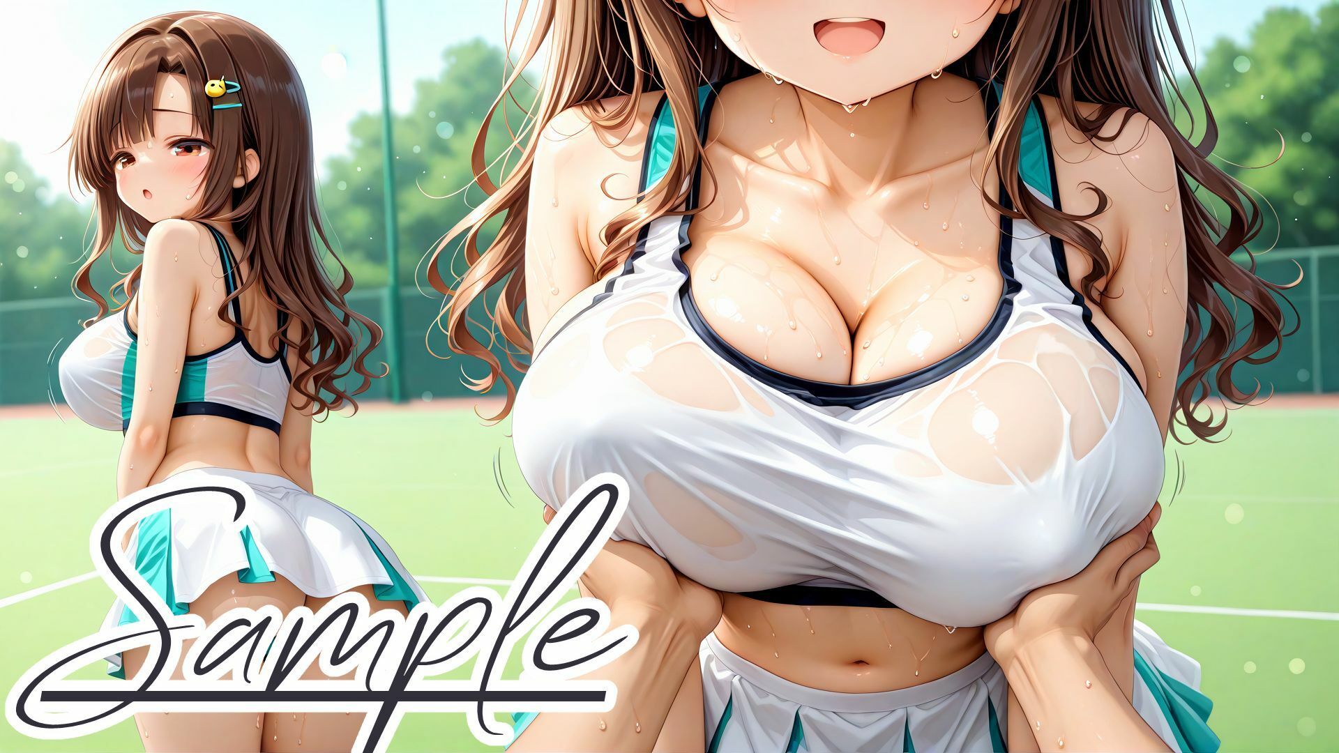 サンプル画像3:汗だくスポーツ少女のおっぱいをひたすら揉むCG集(棚から串だんご) [d_595535]