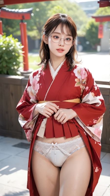 眼鏡美人の和装パンチラ写真集 〜AI-generated着物グラビア〜 画像5