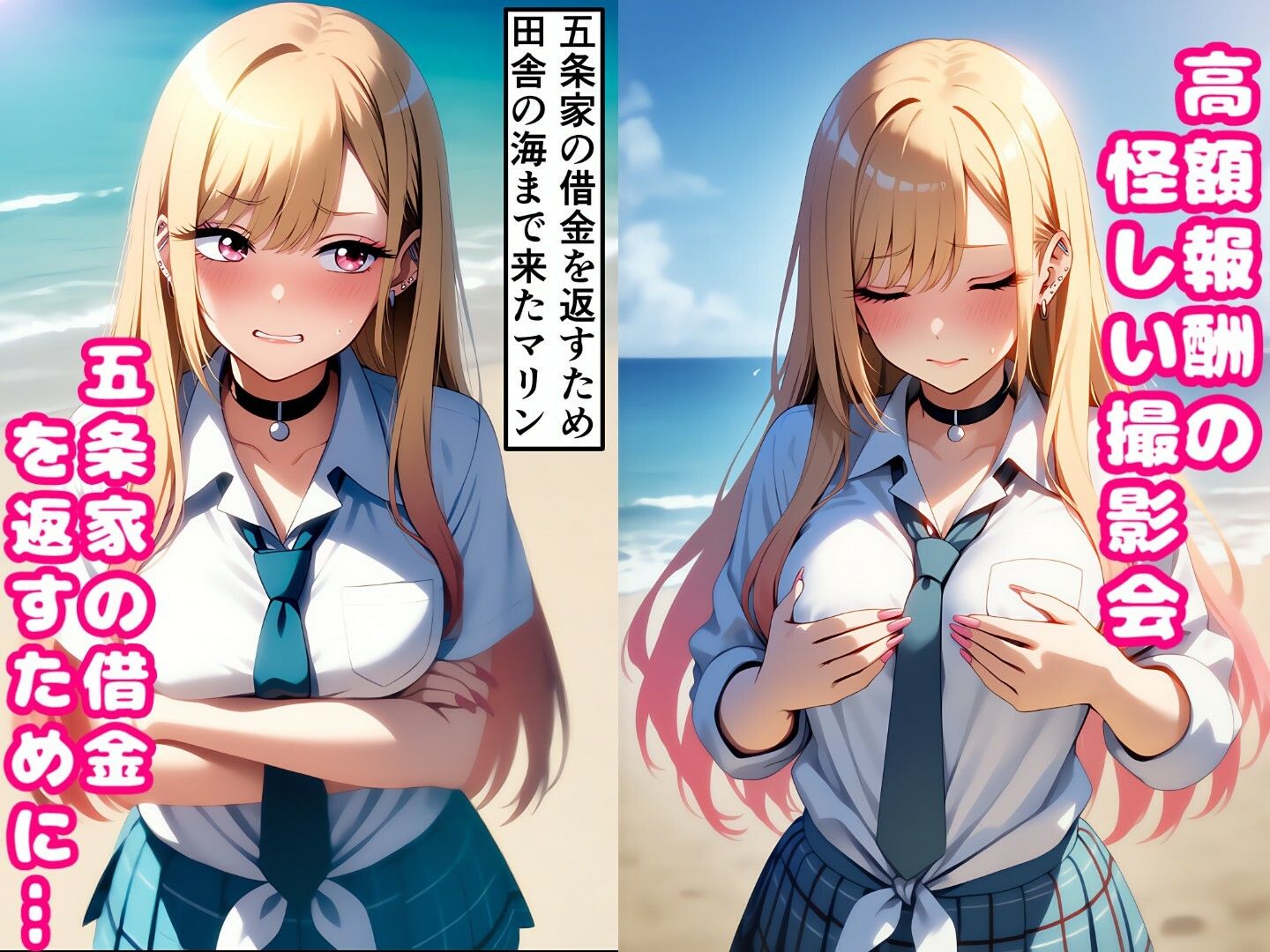 サンプル画像1:喜多〇海夢  悪徳業者に海で撮影される！着〇恋(ラララ) [d_596010]