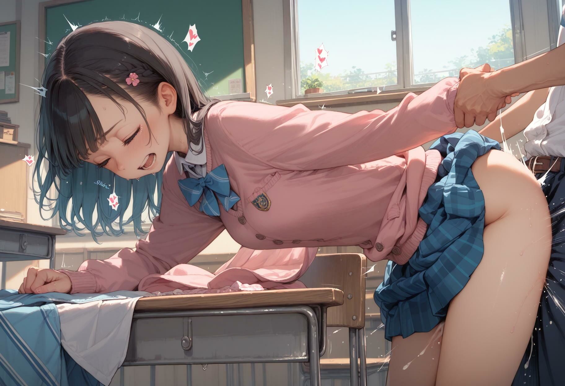 【同級生と教室でセックス】後ろから挿入大量中出し 画像7