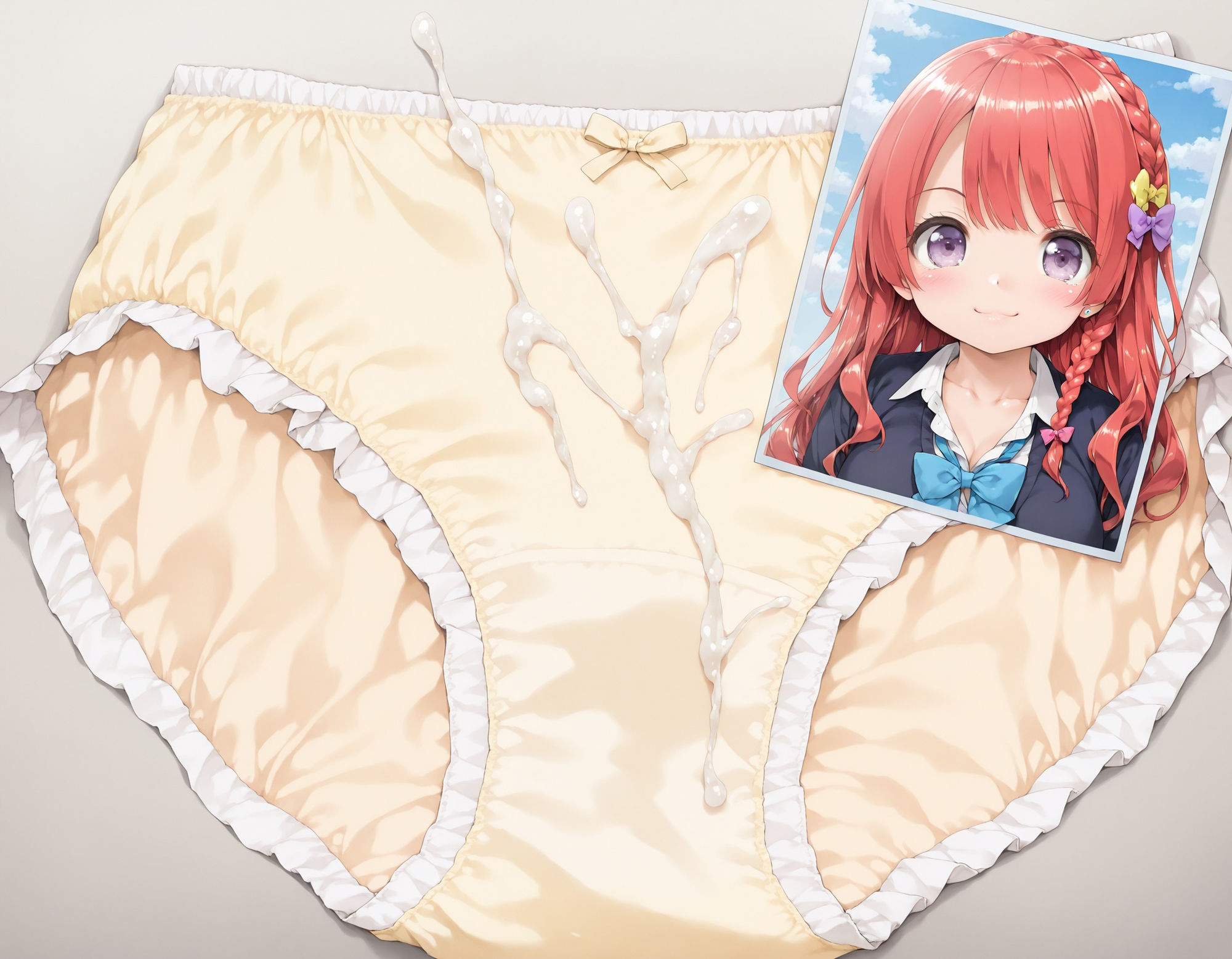 ギャル制服女子の使用済みパンツにザーメンぶっかけ 画像2
