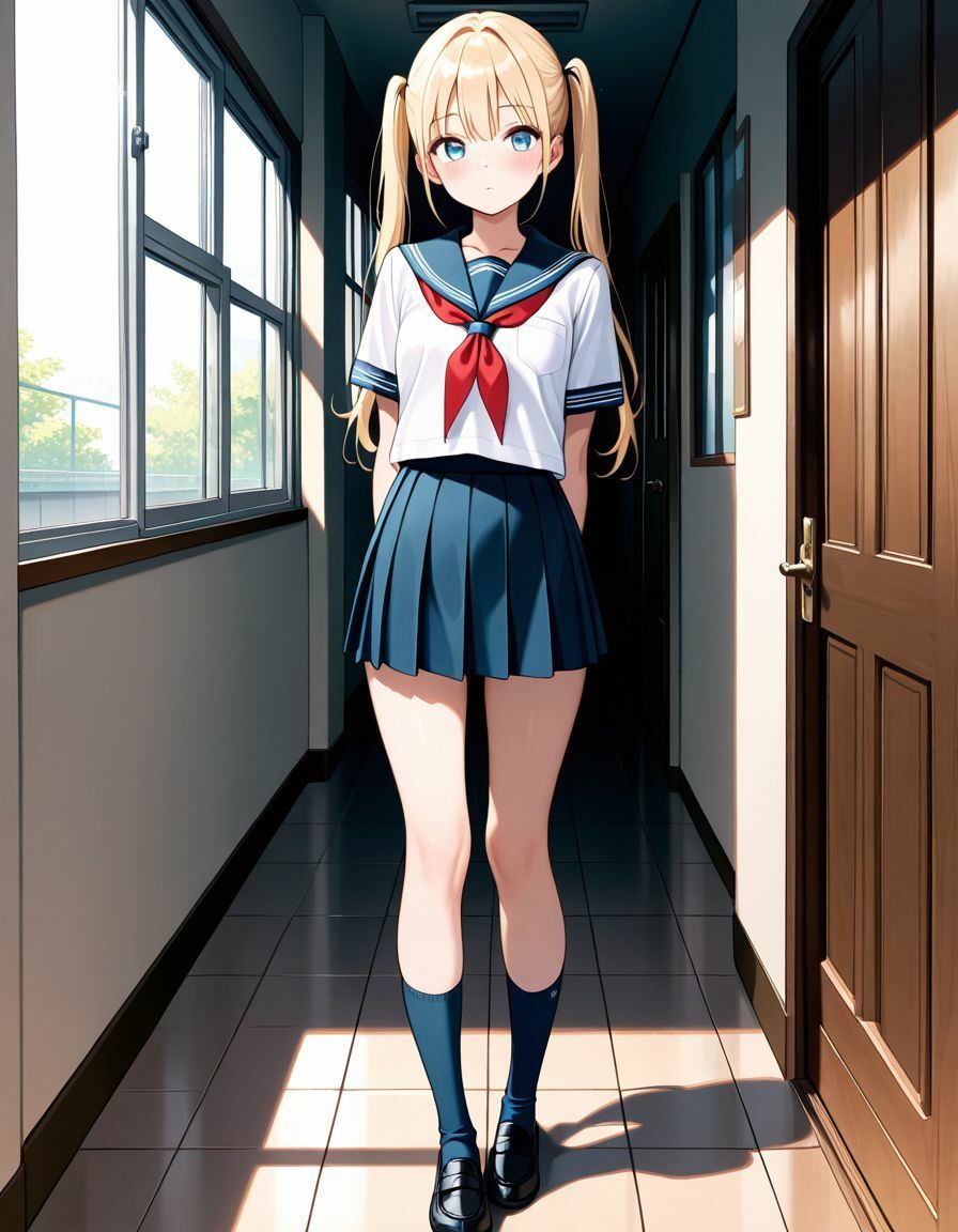 金髪ツインテの女子校生が恥ずかしがりながらも気持ちよさそうにヤらせてくれる 画像1