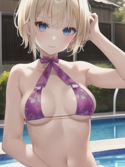 サンプル画像2:恥じらい娘。4〜プール編？恥じらいながら外国人留学生たちがきわどい水着おっぱいでボクを誘惑してくる件。〜(風鈴亭) [d_596439]