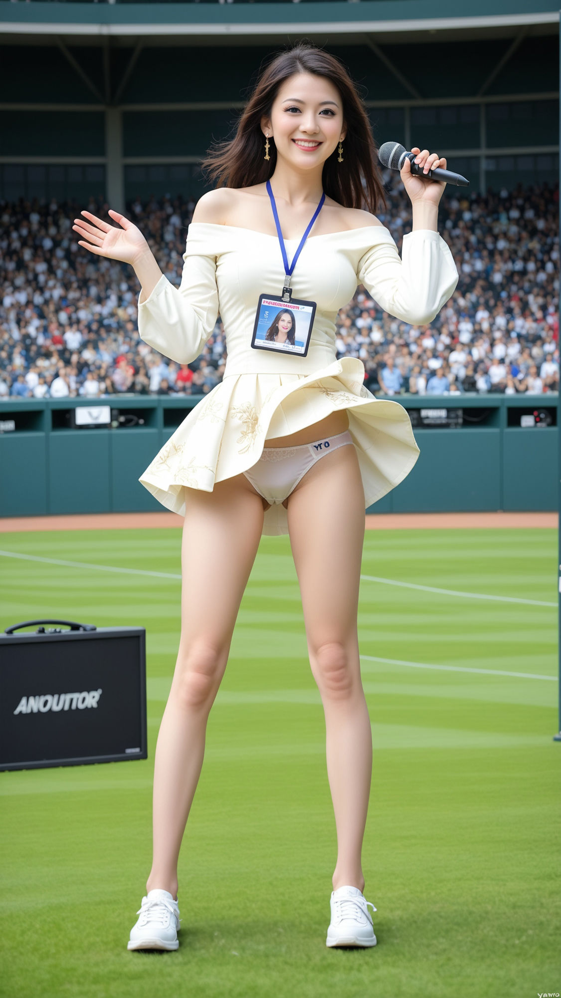 ヒーローインタビューで舞うパンチラ女子アナ 画像6