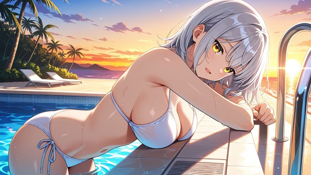 サンプル画像3:異色髪の爆乳グラビア姉妹が秘密のリゾートで種付け撮影【4K】(御一堂) [d_596959]