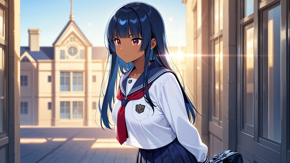 サンプル画像2:褐色肌の藍髪＆栗毛スク水ビューティが顧問教師と孕ませレッスン【4K】(ニート印刷所) [d_597124]