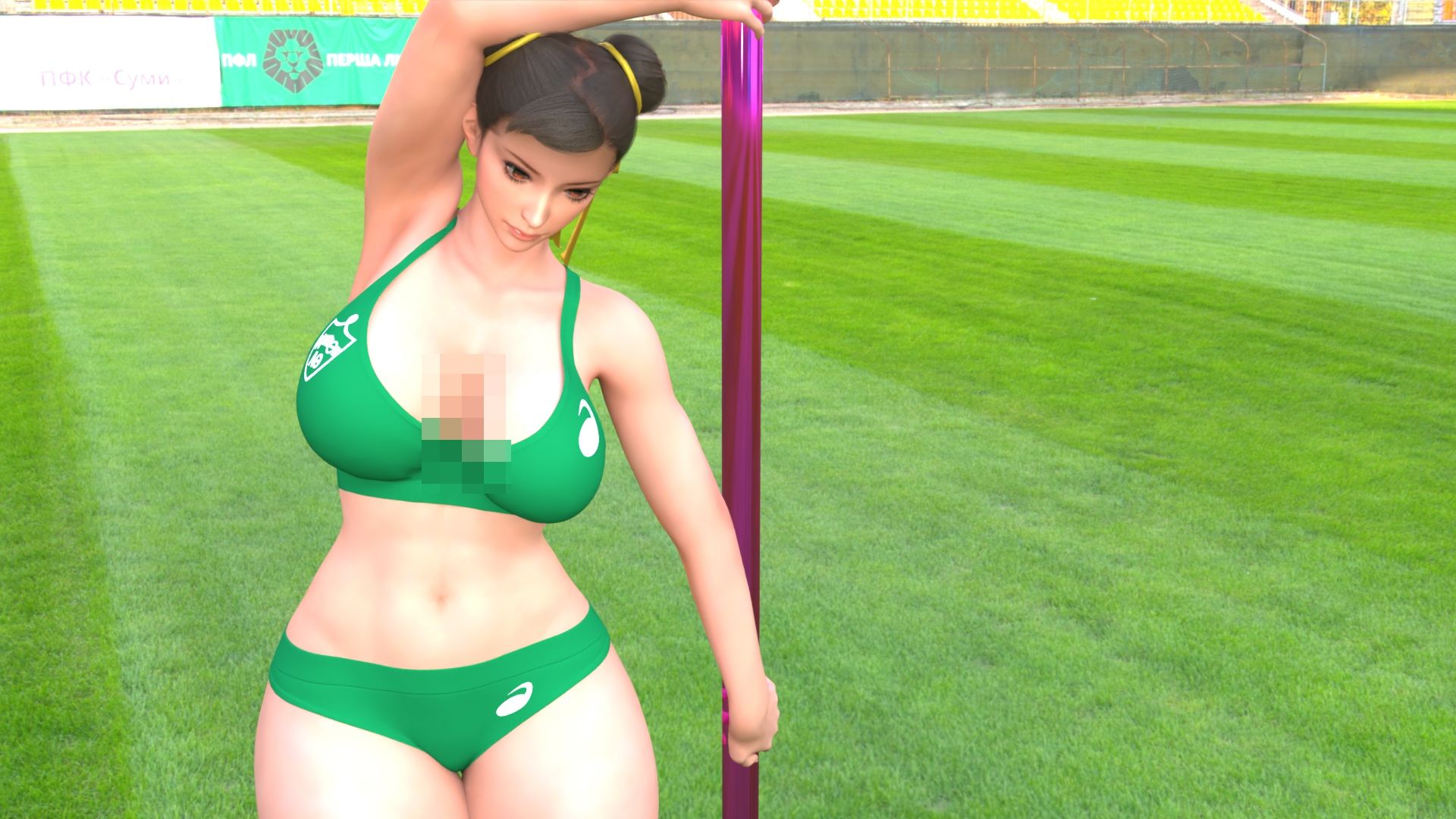 サンプル画像3:元祖中華女性格闘家「チュンリー（春麗）」の陸上競技ユニフォームダンス乳揺れ(Ozone_Layer) [d_597187]