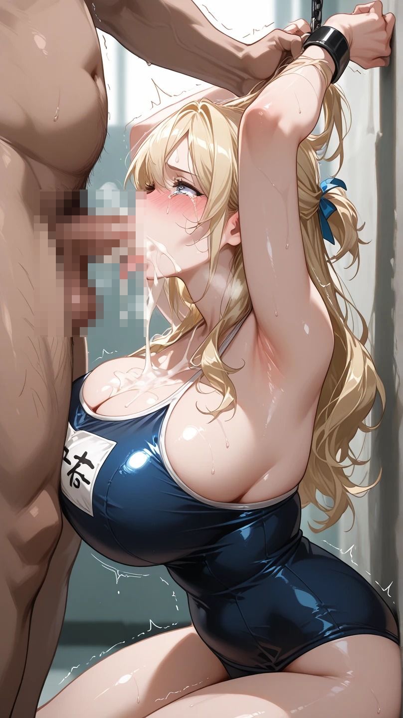爆乳×外国人×スク水 画像1