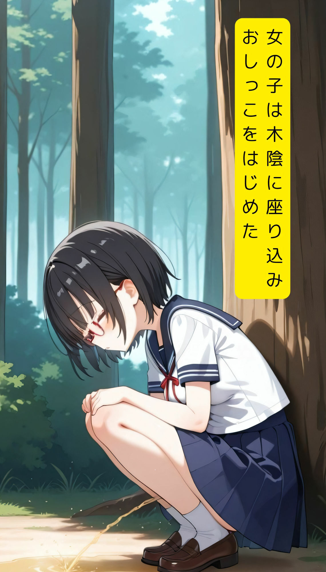 サンプル画像1:森の中でおしっこしているところを撮影されてしまった眼鏡っ子の受難(AI factory) [d_597626]