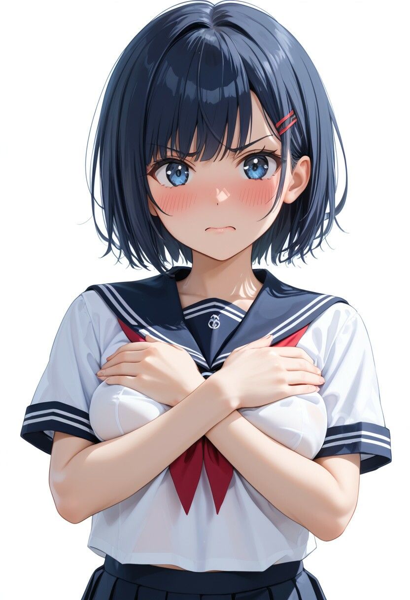 サンプル画像2:「嫌な顔されながらおっぱい見せてもらう」AIイラスト集 vol.1(aki) [d_597776]