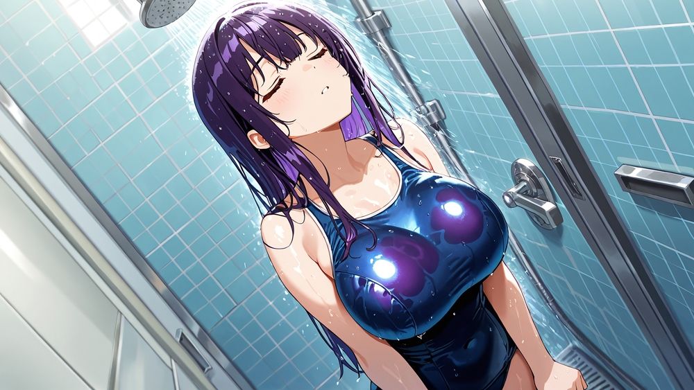 銀髪クール妹と紫髪誘惑姉がスク水姿で水泳部コーチと秘密交配【4K】 画像4
