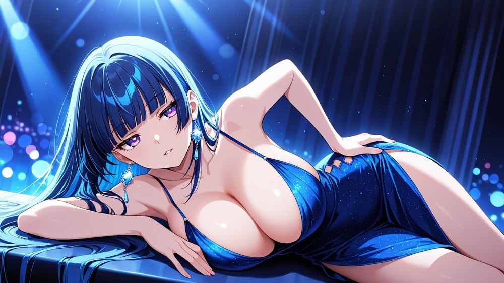 サンプル画像4:爆乳青髪ピンク髪グラビア姉妹が密着種付けレッスン【4K】【400枚】(御一堂) [d_597861]