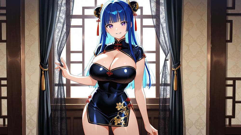 サンプル画像6:爆乳青髪ピンク髪グラビア姉妹が密着種付けレッスン【4K】【400枚】(御一堂) [d_597861]