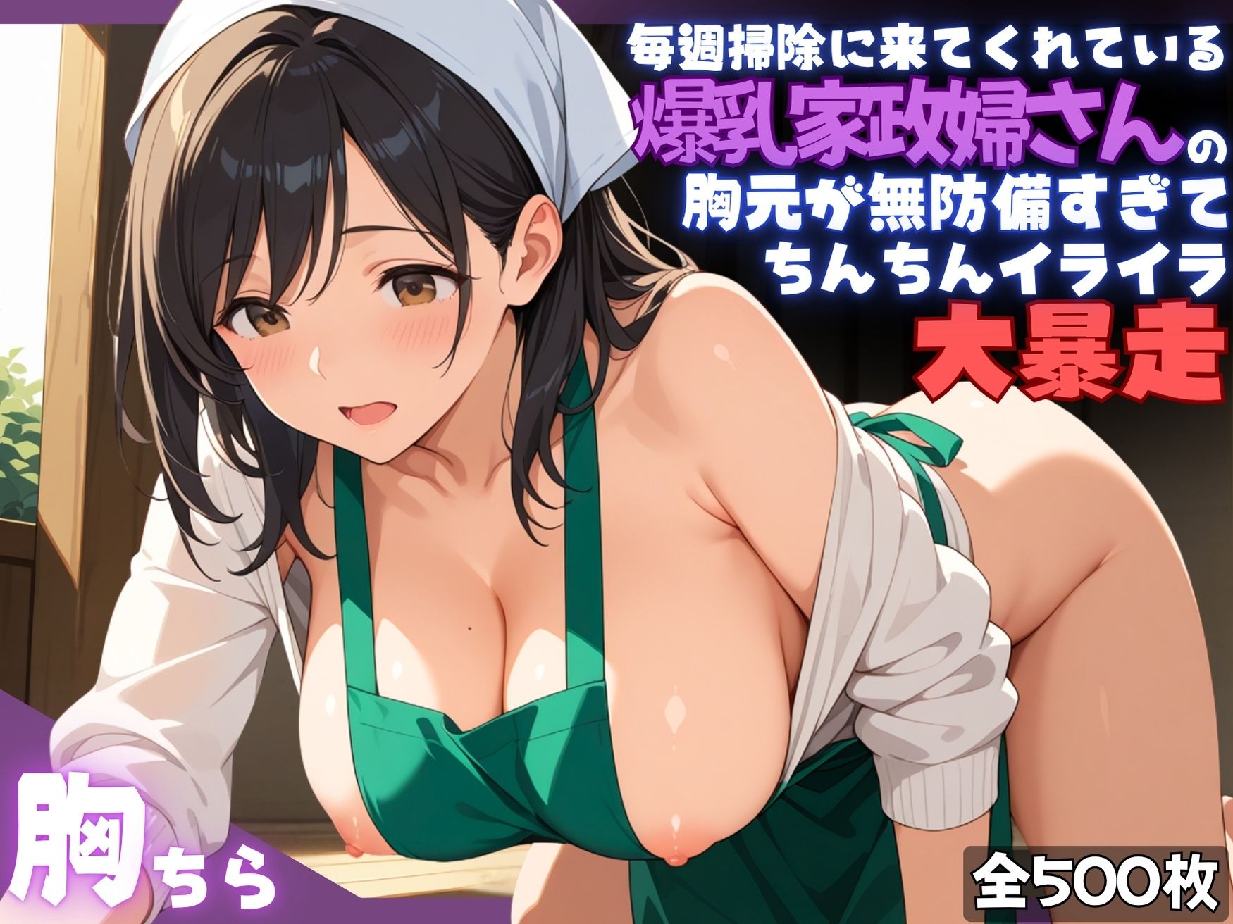 サンプル画像1:毎週掃除に来てくれている爆乳家政婦さんの胸元が無防備すぎて、ちんちんイライラ大暴走(夢と希望がチラチラリズム) [d_598104]