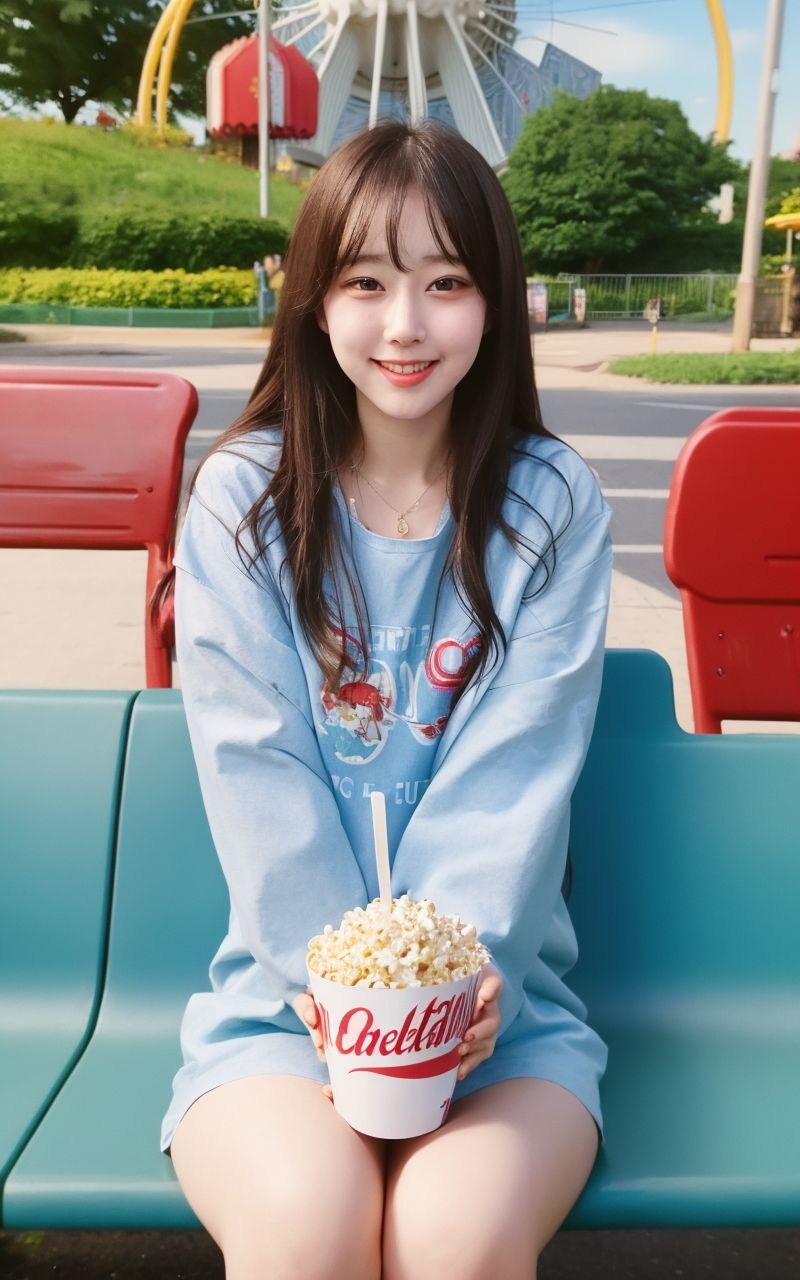 AI美女写真集┃遊園地の美女 画像1