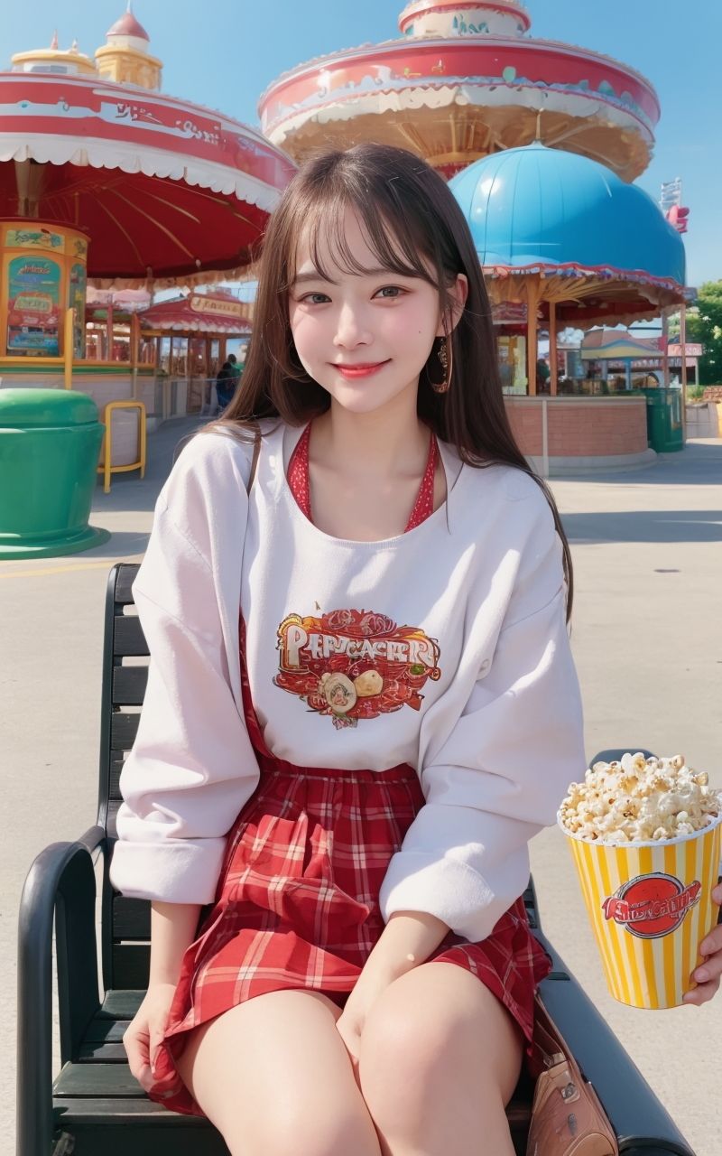 サンプル画像2:AI美女写真集┃遊園地の美女(AI美女写真集┃清楚な大人) [d_598109]