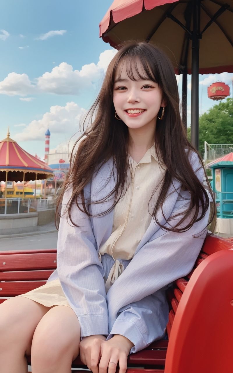 サンプル画像3:AI美女写真集┃遊園地の美女(AI美女写真集┃清楚な大人) [d_598109]