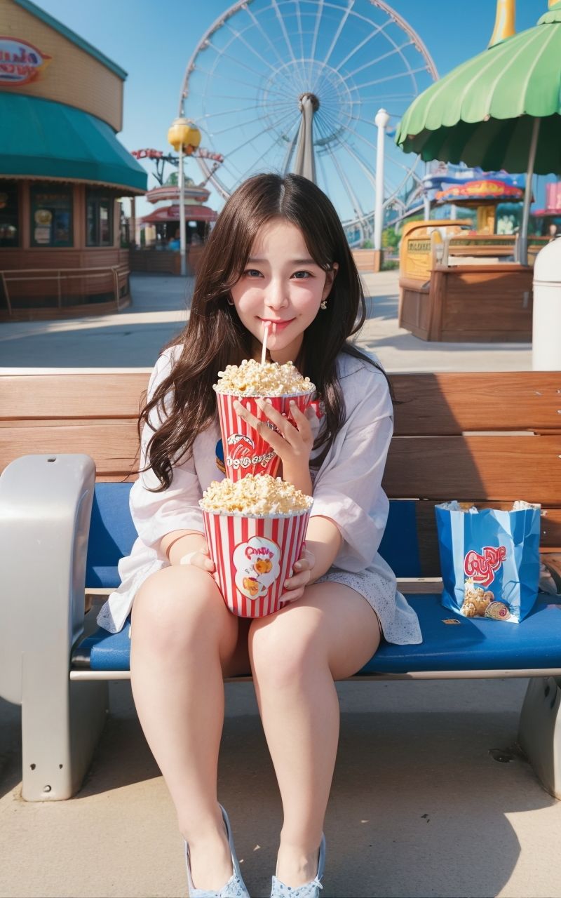 サンプル画像4:AI美女写真集┃遊園地の美女(AI美女写真集┃清楚な大人) [d_598109]