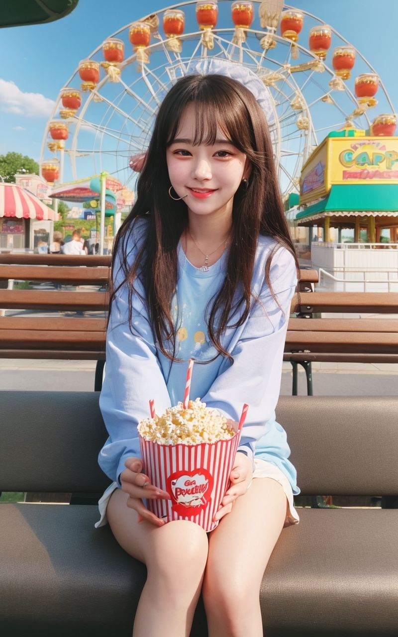 サンプル画像5:AI美女写真集┃遊園地の美女(AI美女写真集┃清楚な大人) [d_598109]