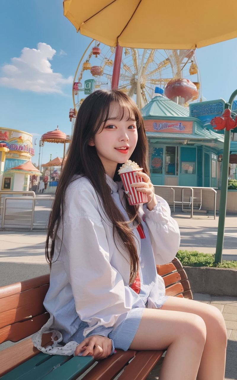 AI美女写真集┃遊園地の美女 画像7