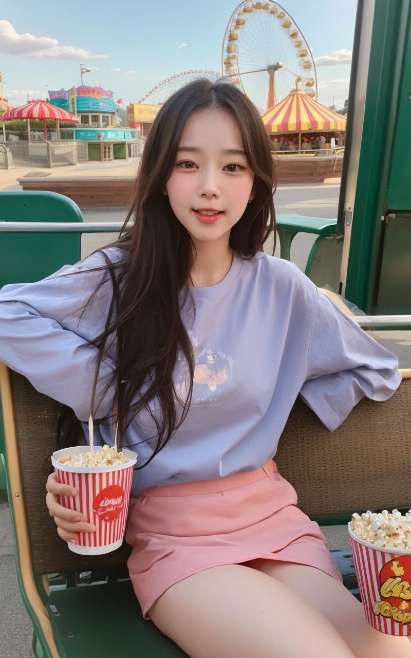 AI美女写真集┃遊園地の美女 画像9