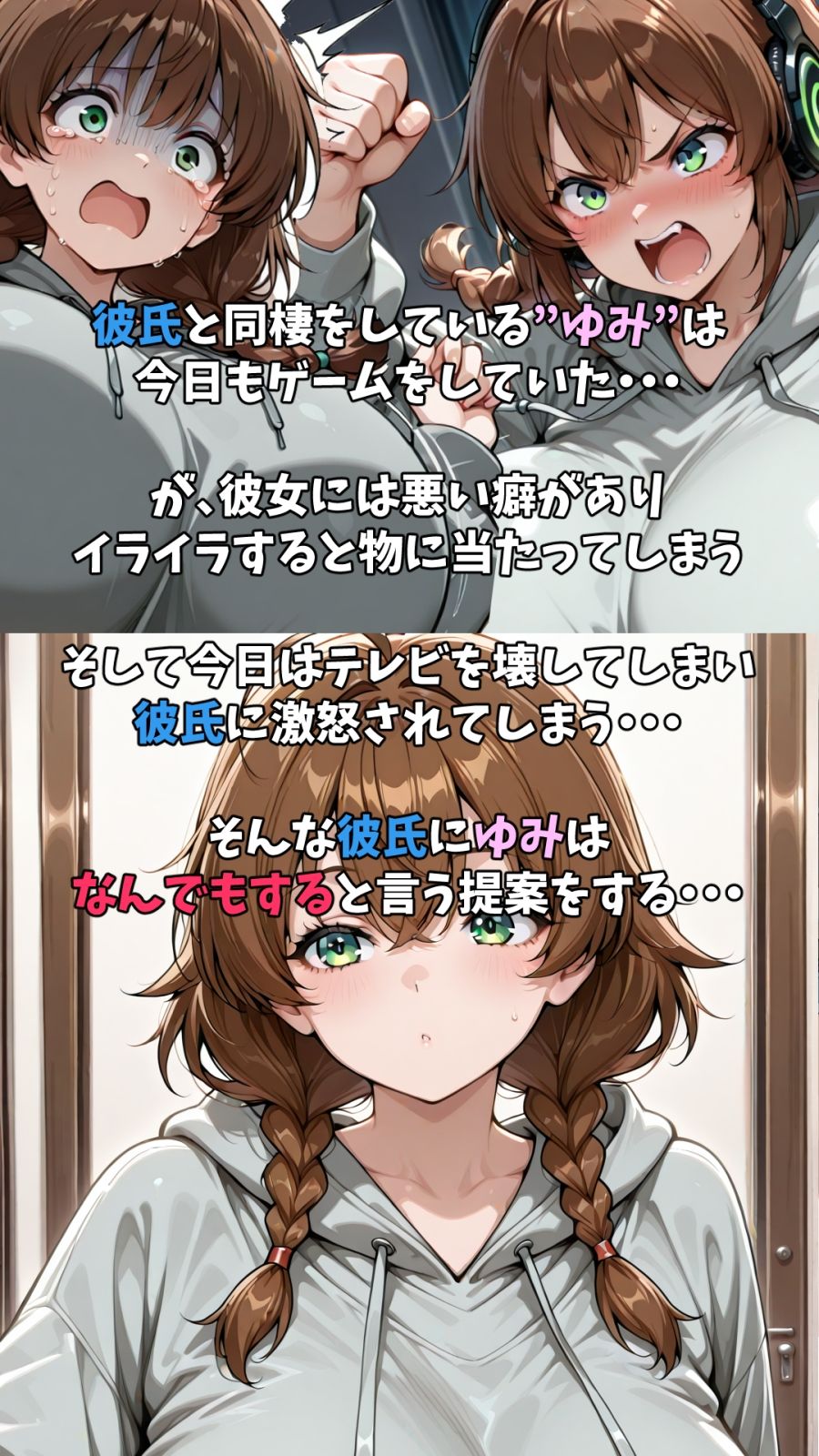 サンプル画像1:ゲーマーな彼女ゆみと同棲えっち(tAI量SYA精) [d_598344]