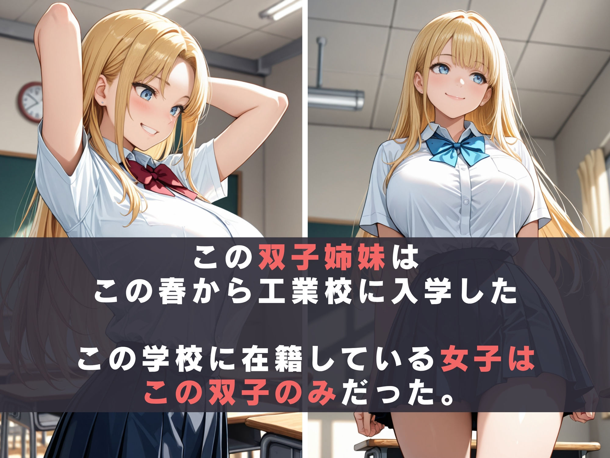 サンプル画像3:巨乳の双子姉妹は工業系男子の中出し当番をする(あかさ太郎) [d_598383]