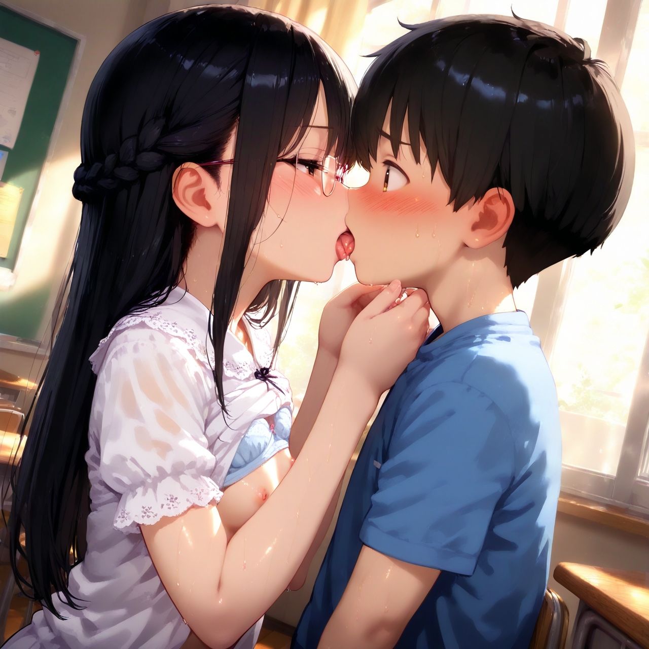 サンプル画像3:課題を手伝ってくれる子はキスが上手(くだのも) [d_598408]