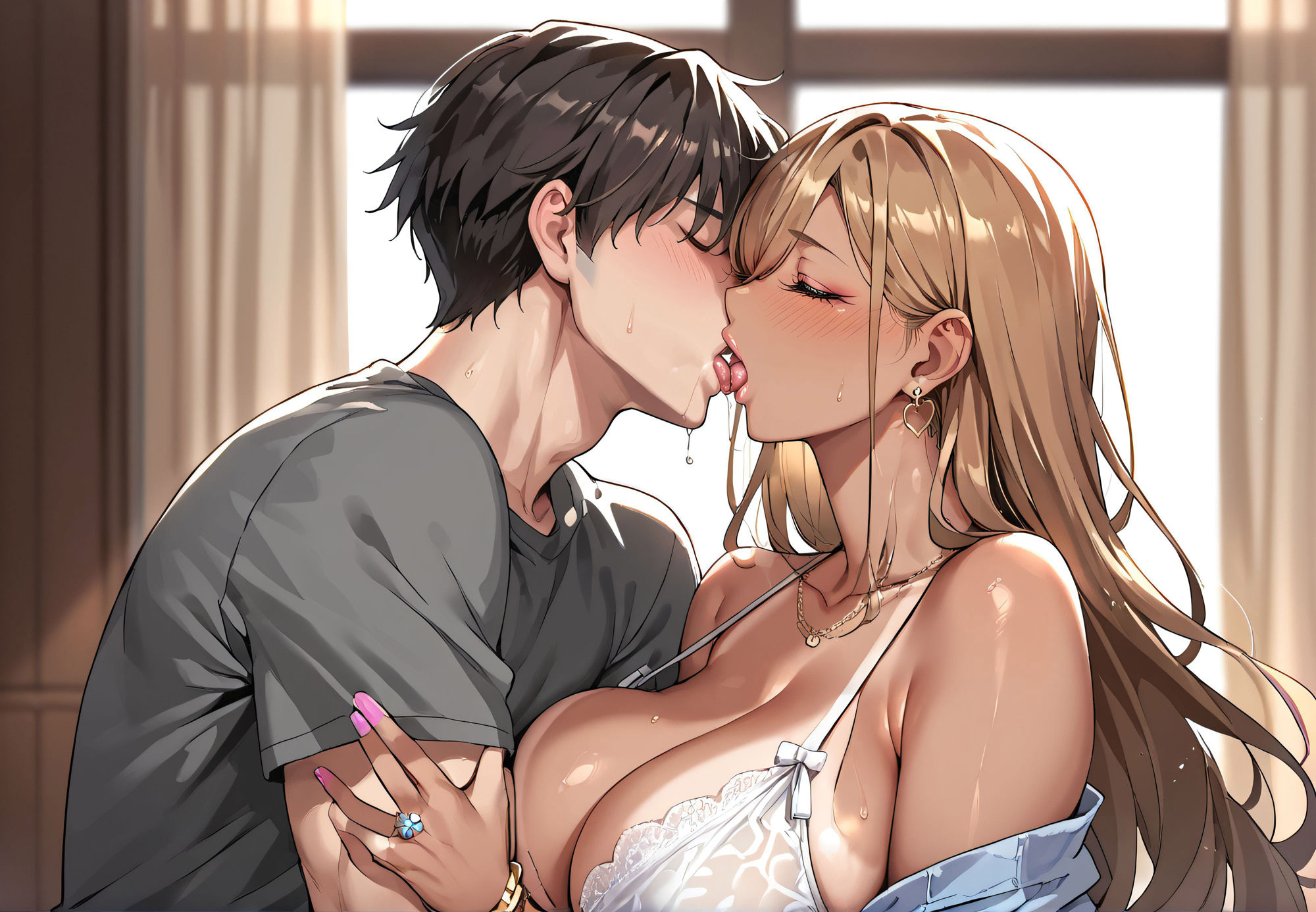 サンプル画像5:「旦那には内緒よ（はーと）」友達の黒ギャルおばさんと朝から晩までハメまくり(すらぷる) [d_598461]