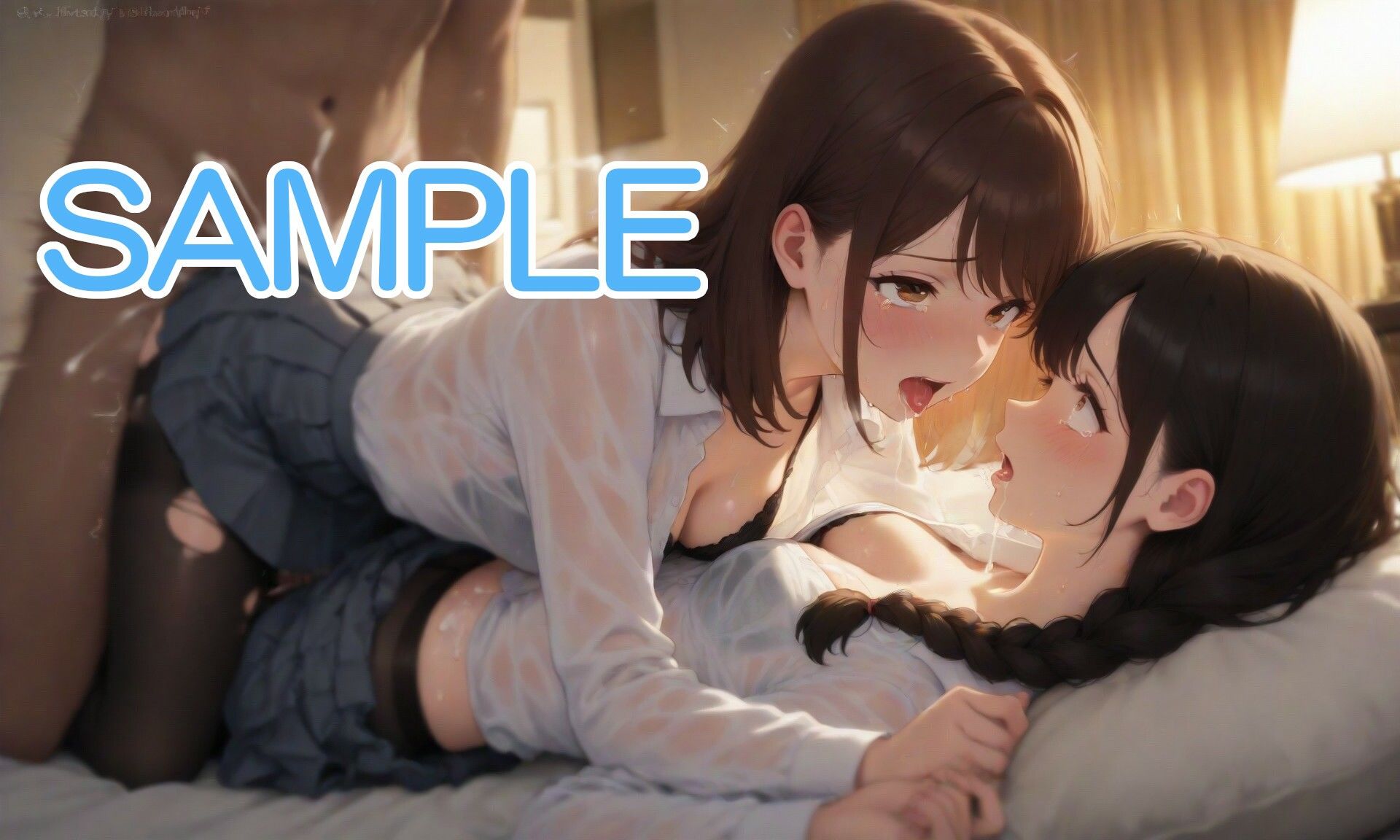 サンプル画像6:灰色スカートとタイツの学生服姿な女の子とベッドで・・・(へびの皮) [d_598556]