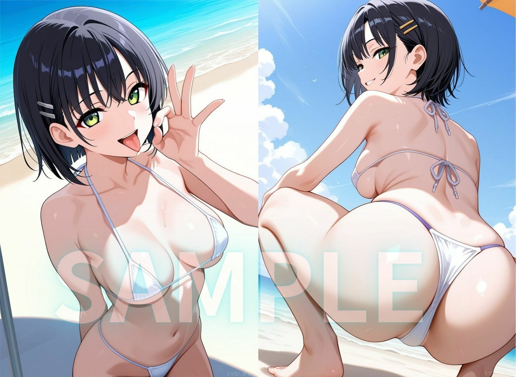 SAOプライベートビーチで野外露出おま○こ弄り 画像5