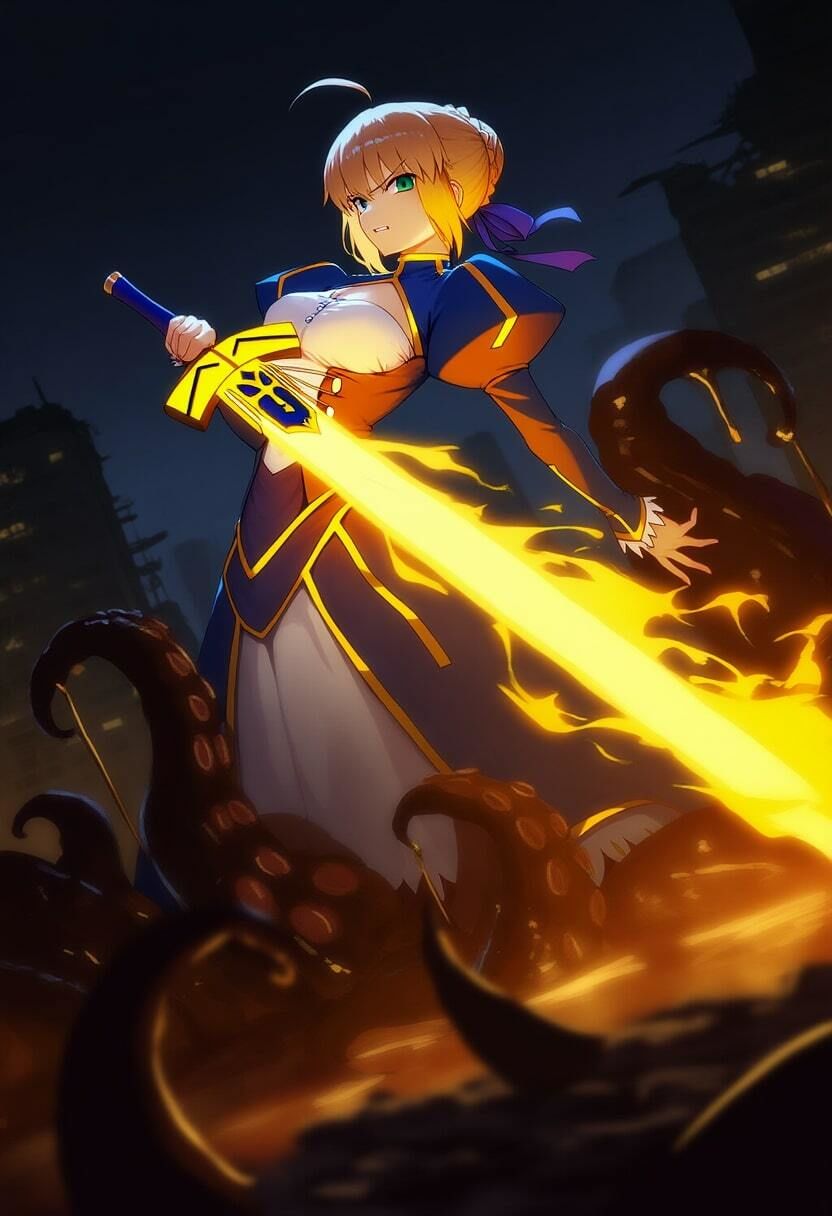 サンプル画像1:騎士王 vs ぬるぬる触手(Nakki_触手・ヒロピン) [d_598915]