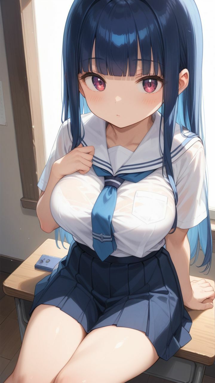 サンプル画像2:チンポで突かれながらジャバジャバ潮吹くスケベマンコな彼女たち【青春セーラーロリ巨乳編】(ポルチオ商事) [d_598935]