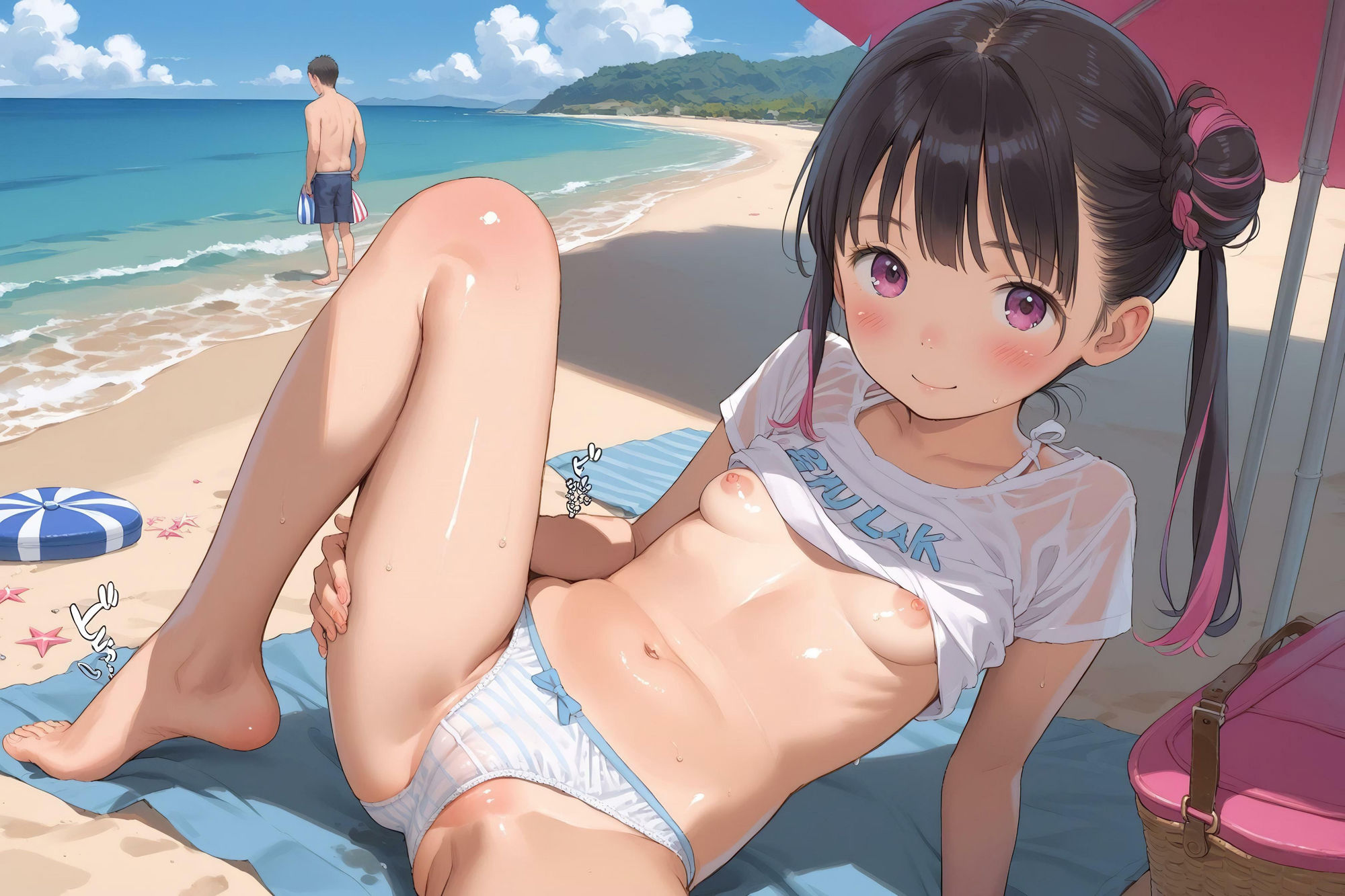 子〇たちの初めての逆痴●浜辺♪7