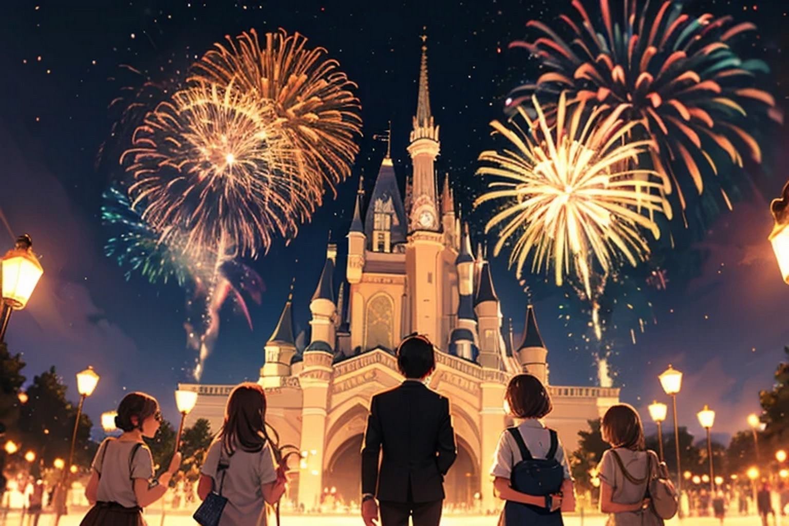 サンプル画像3:花火  背景素材(豊川内角) [d_599819]