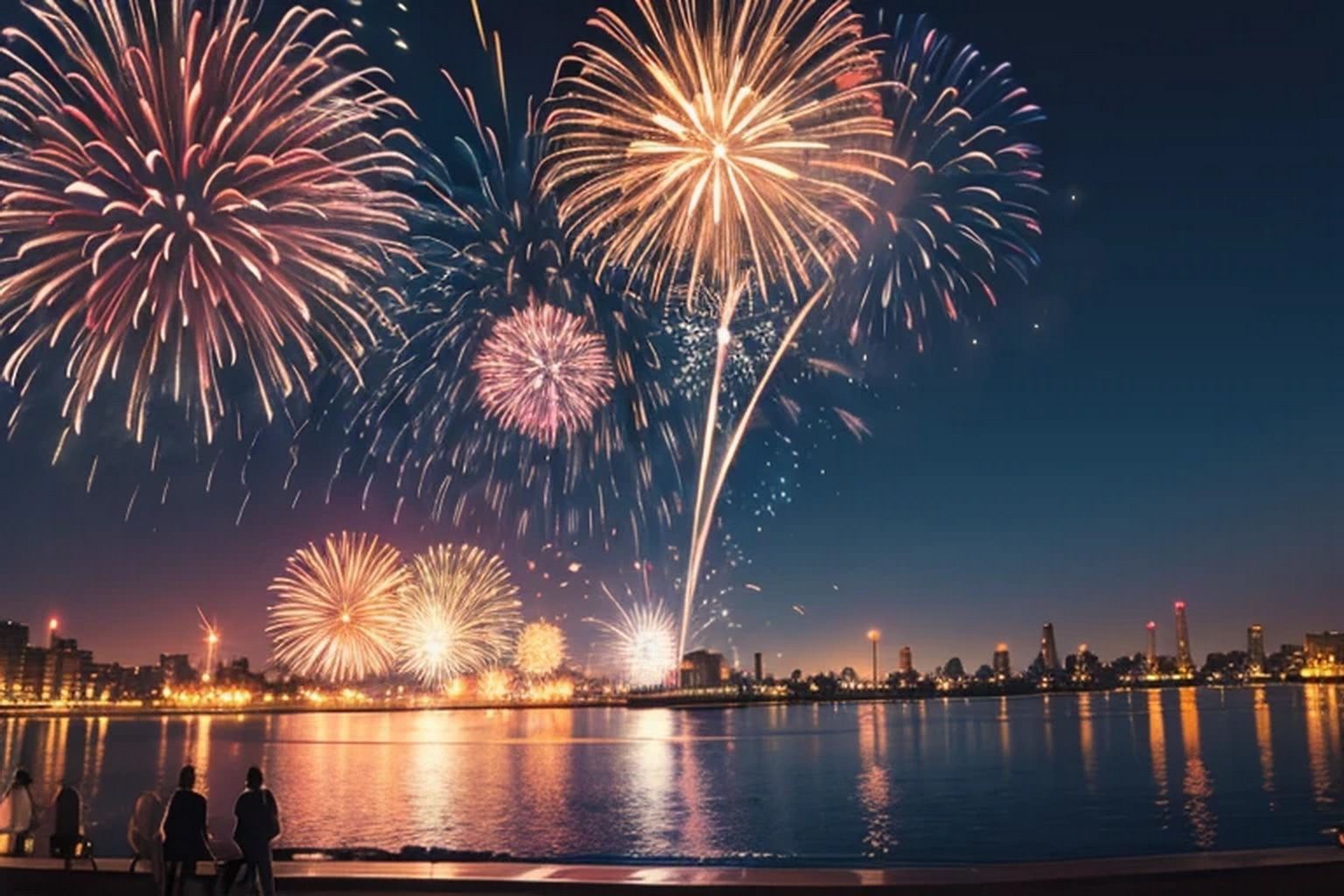 サンプル画像4:花火  背景素材(豊川内角) [d_599819]