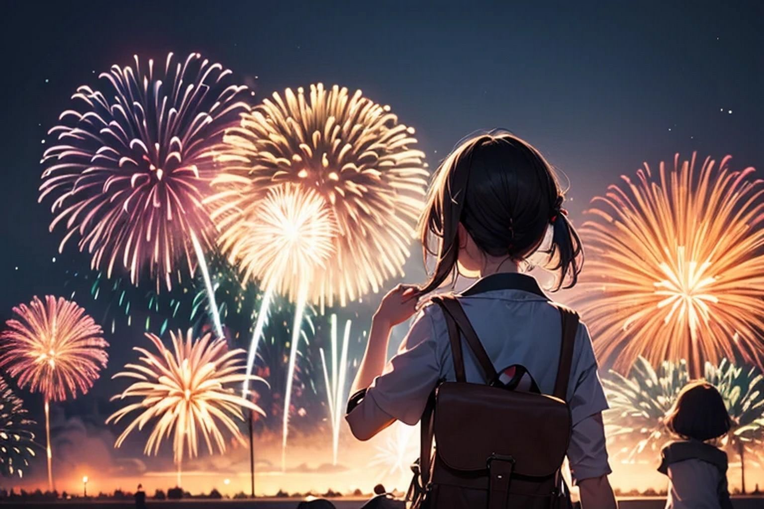 サンプル画像5:花火  背景素材(豊川内角) [d_599819]