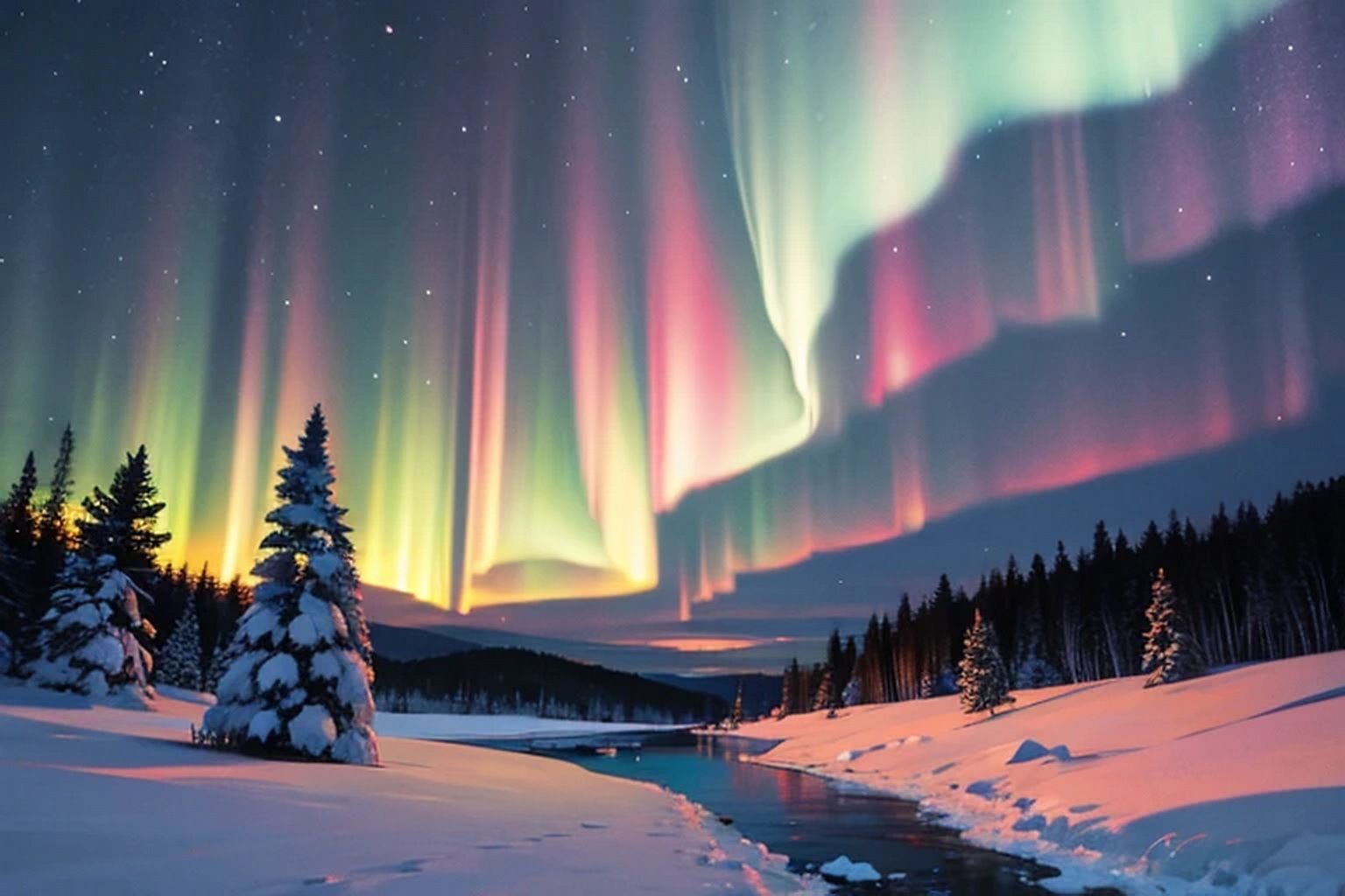 サンプル画像1:オーロラ  背景素材(豊川内角) [d_599831]