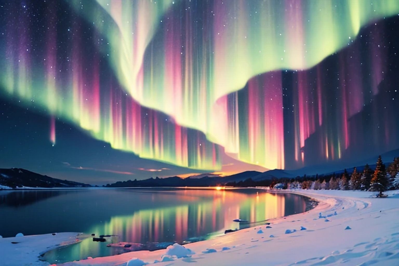 サンプル画像2:オーロラ  背景素材(豊川内角) [d_599831]