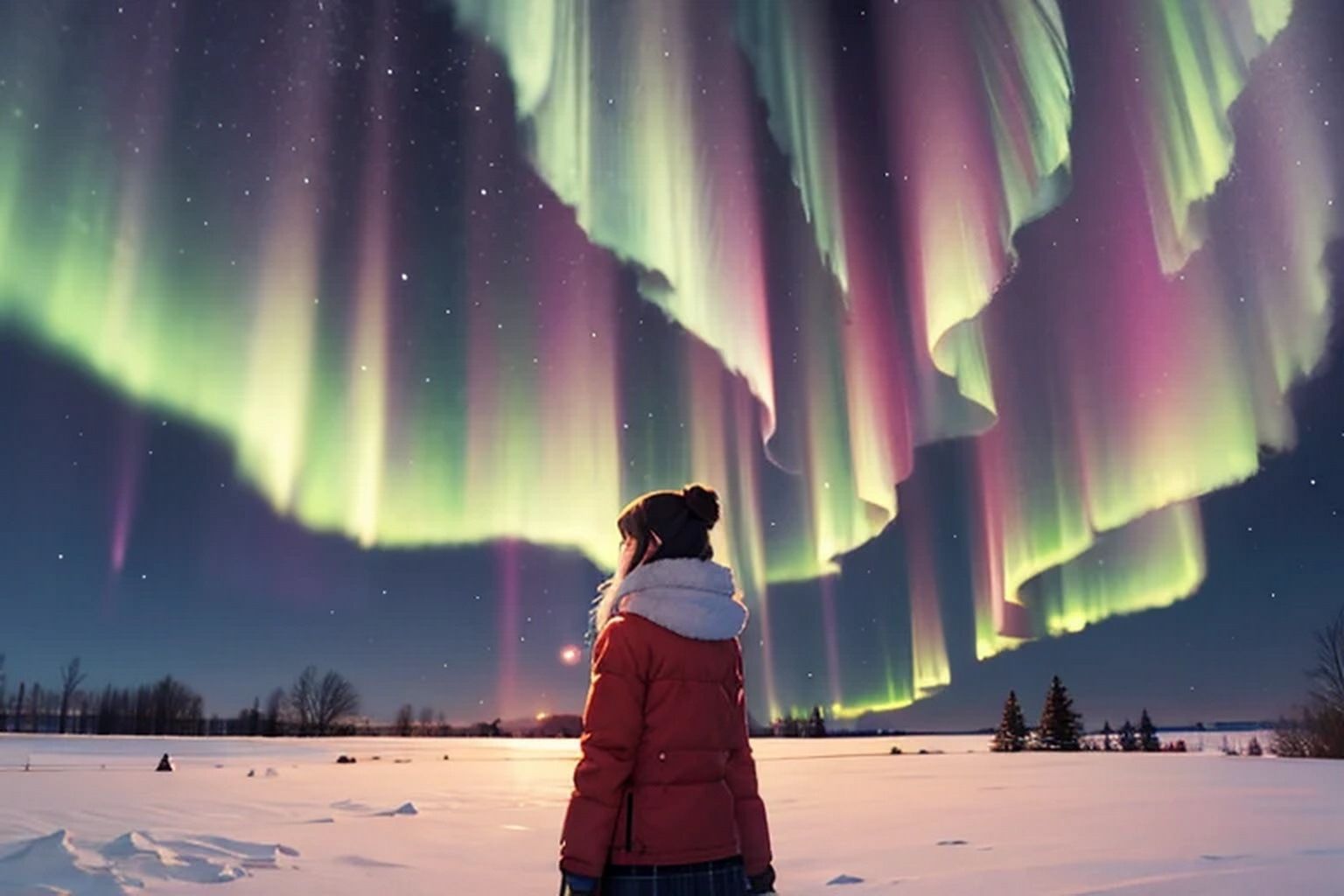 サンプル画像4:オーロラ  背景素材(豊川内角) [d_599831]