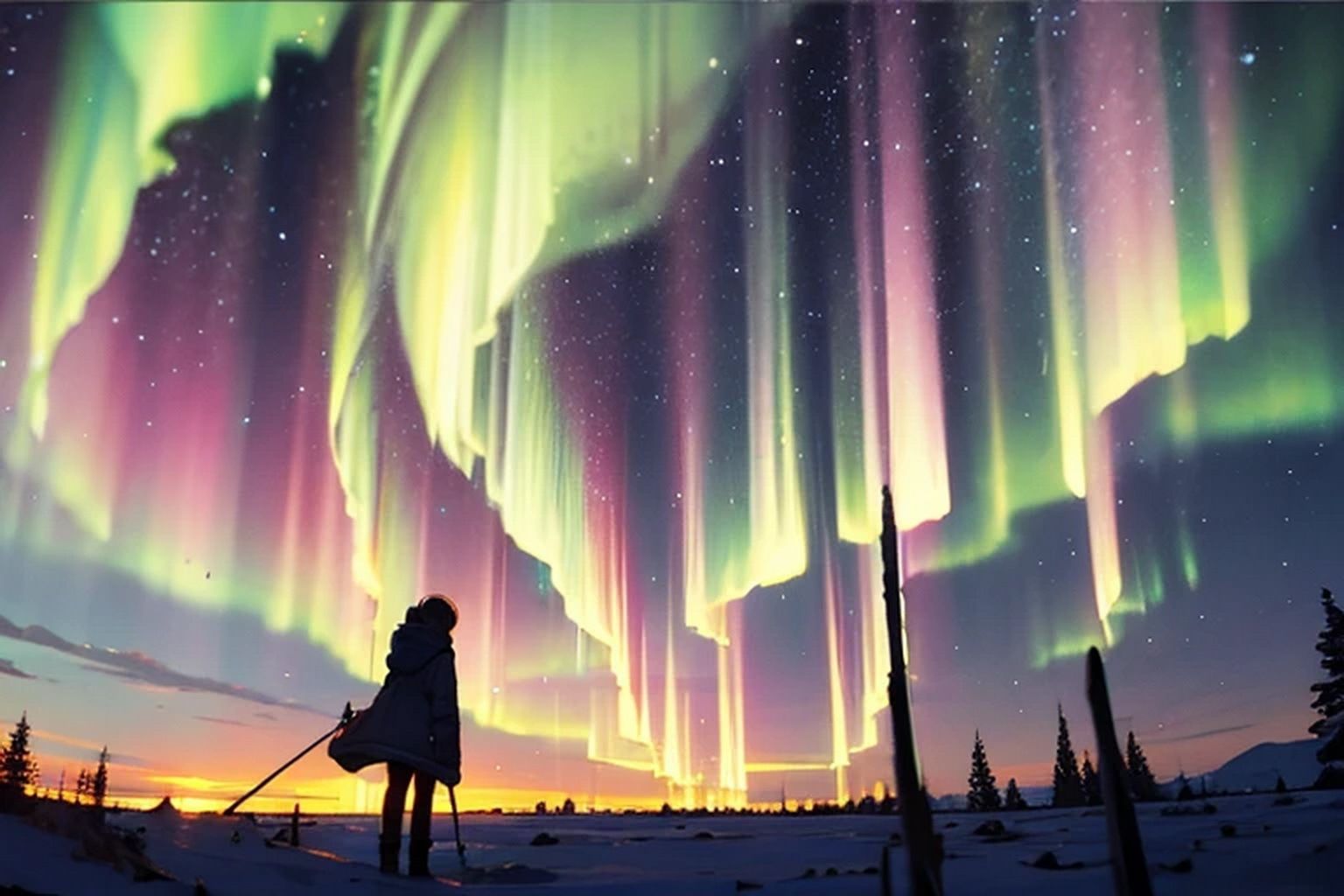 サンプル画像5:オーロラ  背景素材(豊川内角) [d_599831]