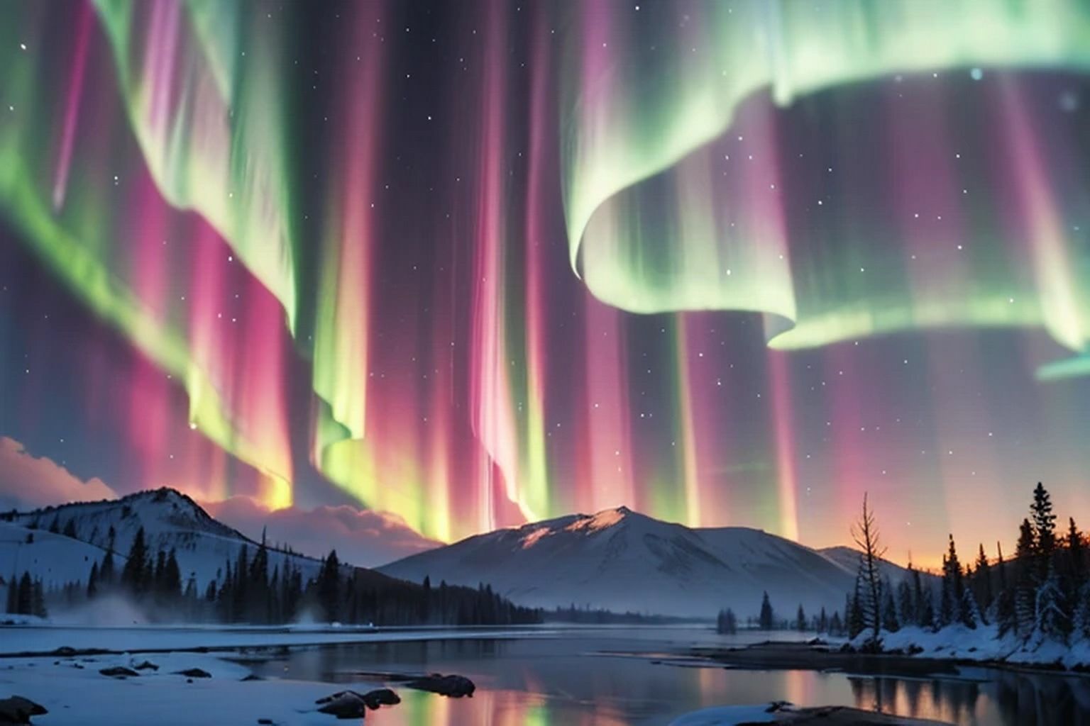 サンプル画像6:オーロラ  背景素材(豊川内角) [d_599831]