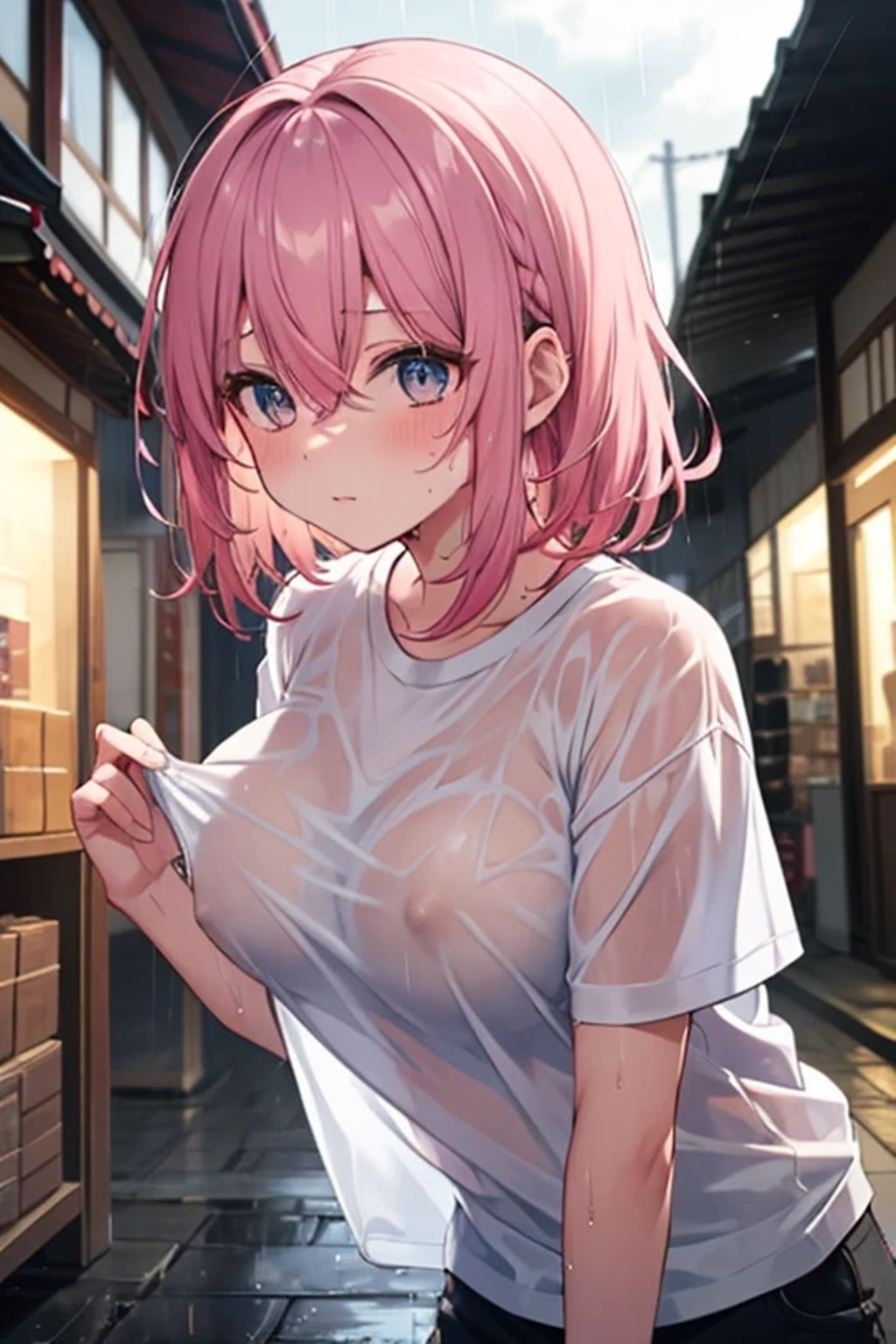 サンプル画像4:雨やどり〜あのー、乳首透けちゃってますよ？〜(百円本舗) [d_599870]