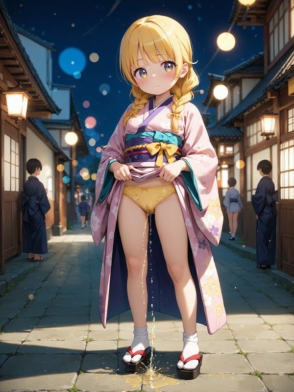 【おしっこxぱんつ#46b】着物っぽいのを着たかわいい女の子がパンツをはいたままおしっこをおもらししている画像集2 画像1