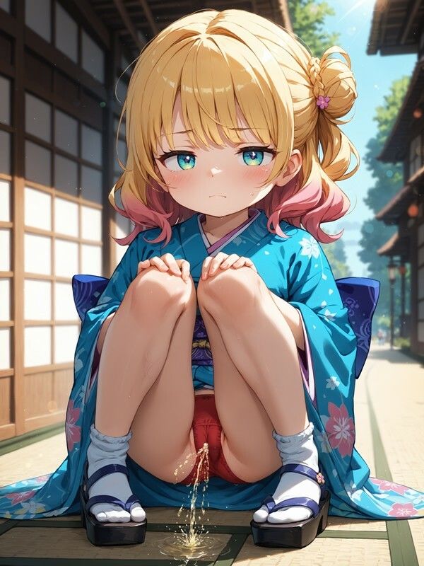 【おしっこxぱんつ#46b】着物っぽいのを着たかわいい女の子がパンツをはいたままおしっこをおもらししている画像集2 画像10